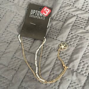 Cute simple double chain necklace with a flower